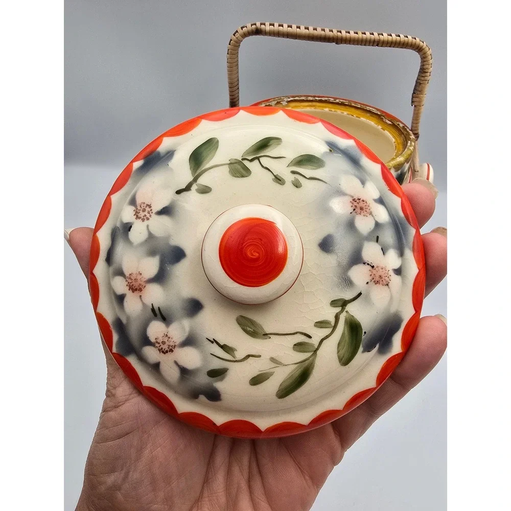 Erphila Cherry Ceramic Ice Bucket Large Multicolor Fair Vintage Rattan